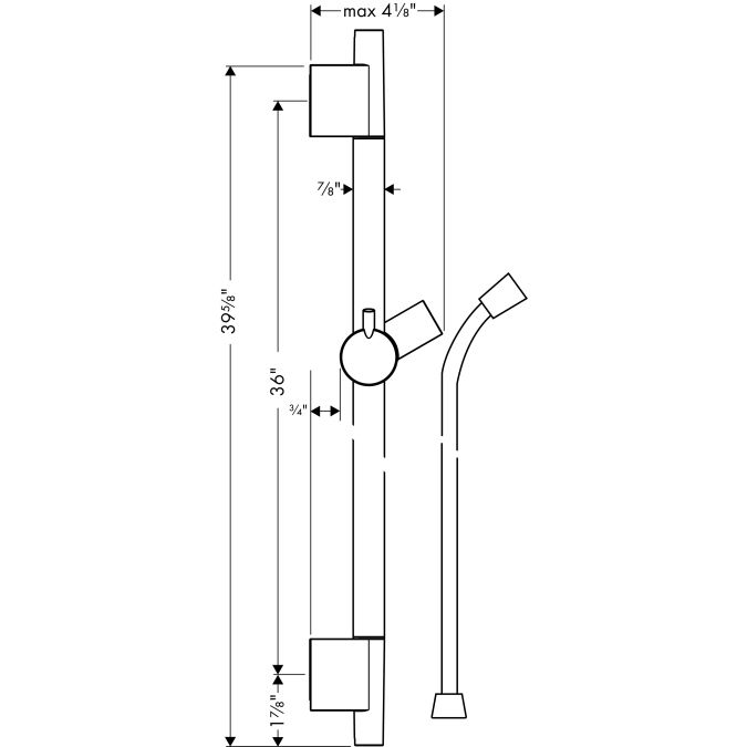 Hansgrohe 28631000 Unica S Wallbar 36&quot; Chrome 2