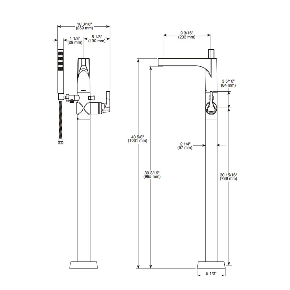 Delta T4774 Zura Floor Mount Tub Filler Trim Brilliance Stainless 2