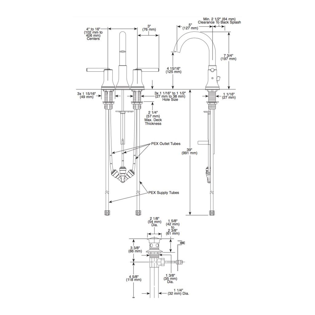 Delta 3559 Trinsic Two Handle Widespread Lavatory Faucet Brilliance Stainless 2