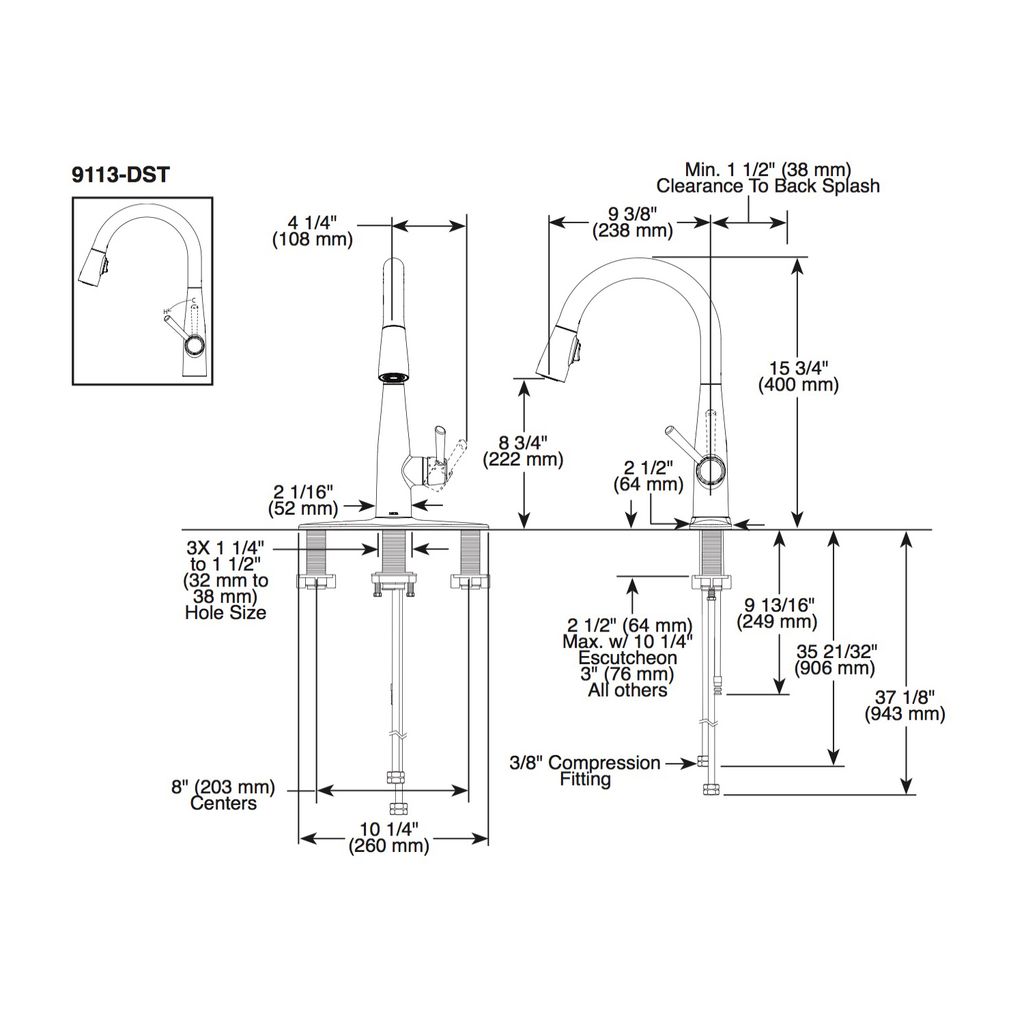 Delta 9113 Essa Single Handle Pull Down Kitchen Faucet Chrome 2