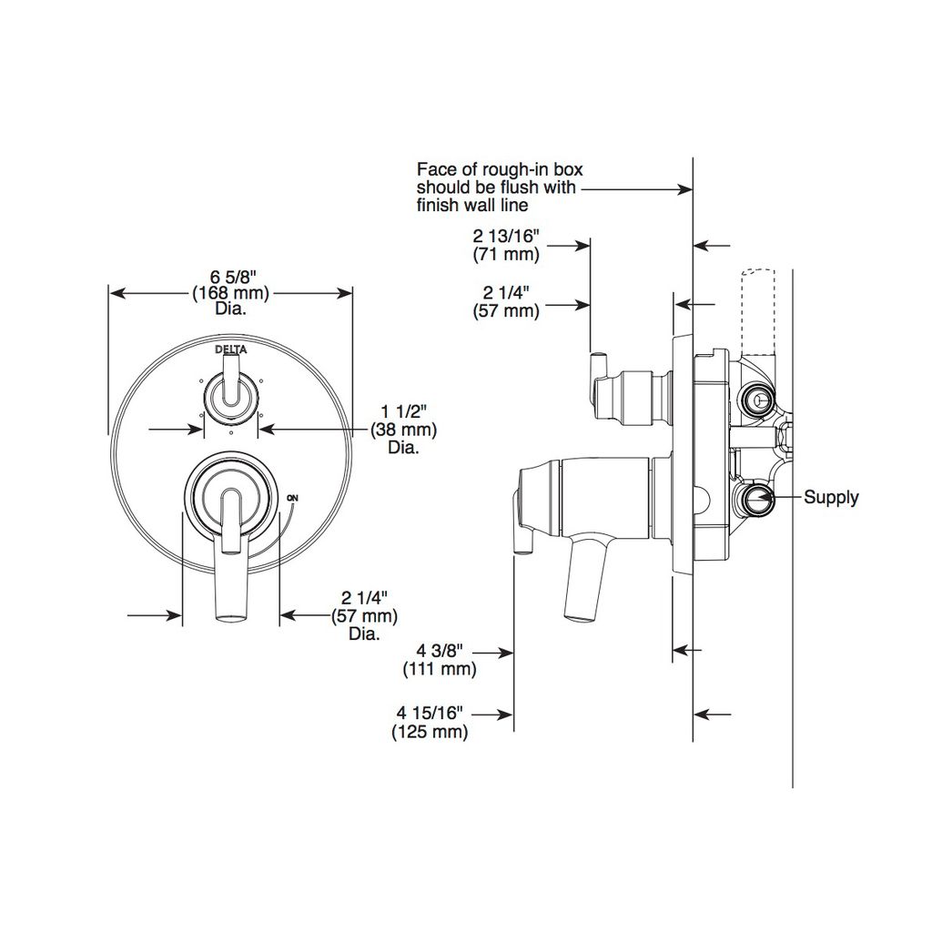 Delta T27T959 Contemporary Two Handle TempAssure 17T Series Valve Trim Chrome 2