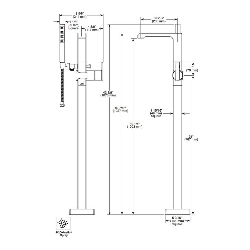 Delta T4767 Ara Floor Mount Tub Filler Trim Brilliance Stainless 2