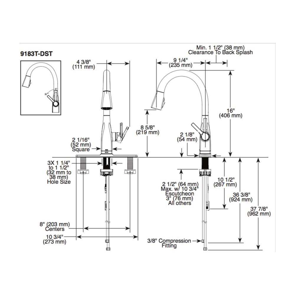 Delta 9183T Mato Single Handle Pull Down Kitchen Faucet With Touch2O Chrome 2