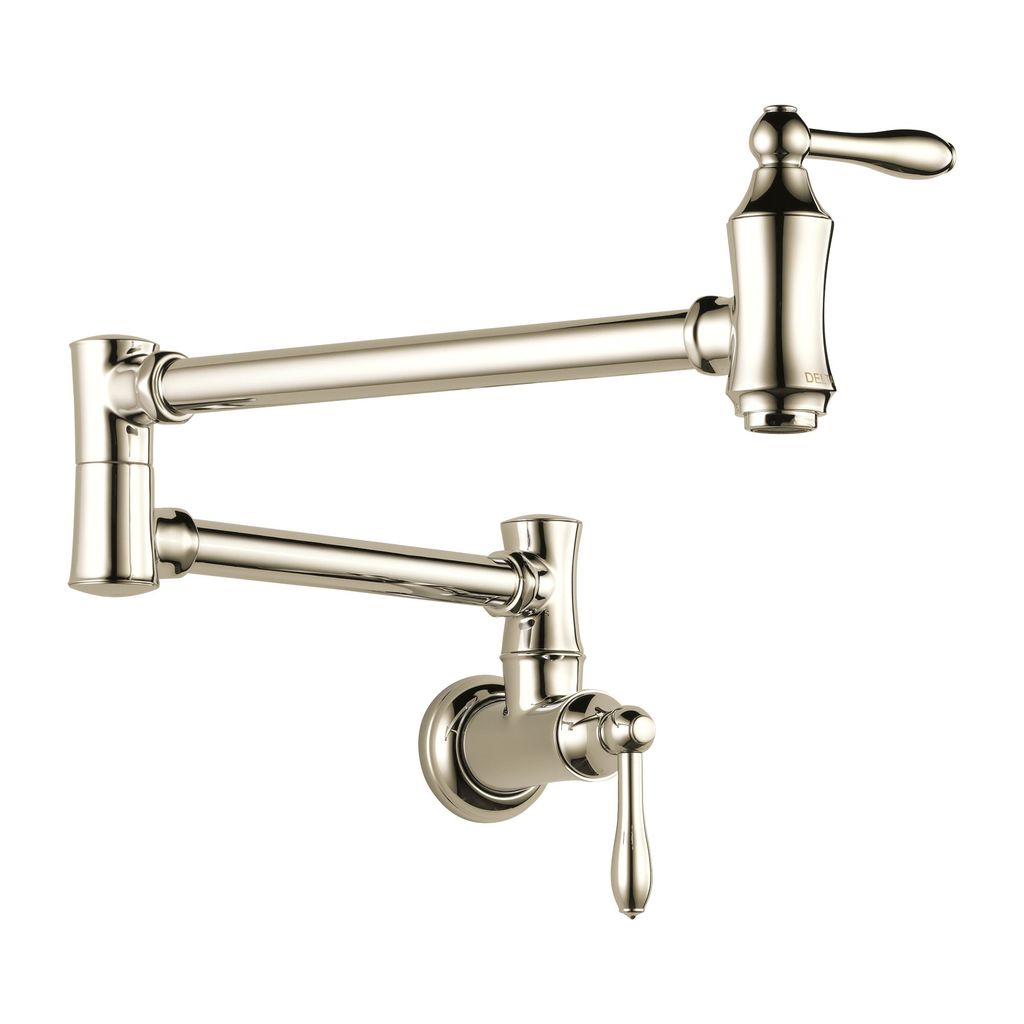 Delta 1177LF Traditional Wall Mount Pot Filler Polished Nickel 1