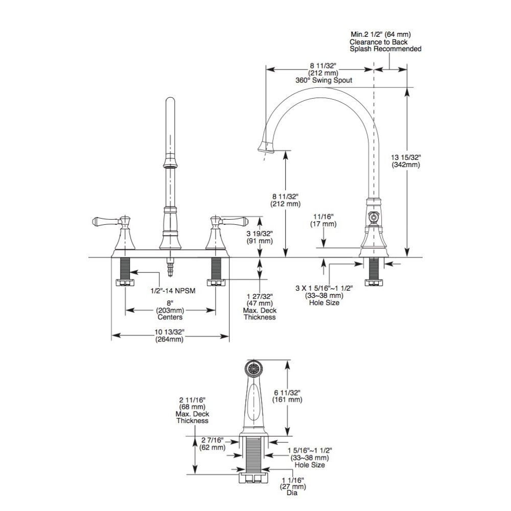 Delta 2497LF Cassidy Two Handle Kitchen Faucet With Spray Chrome 2