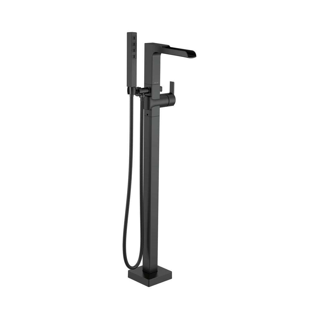 Delta T4768-FL Ara Floor Mount Channel Spout Tub Filler Trim Matte Black 1