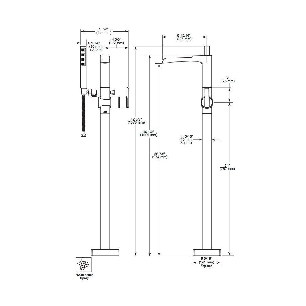 Delta T4768-FL Ara Floor Mount Channel Spout Tub Filler Trim Stainless 2