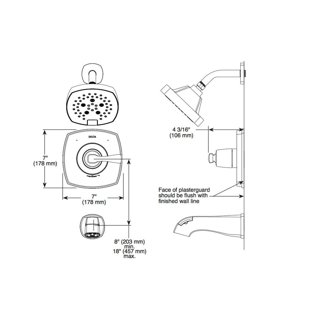 Delta Stryke T14476 14 Series Tub And Shower Stainless 2