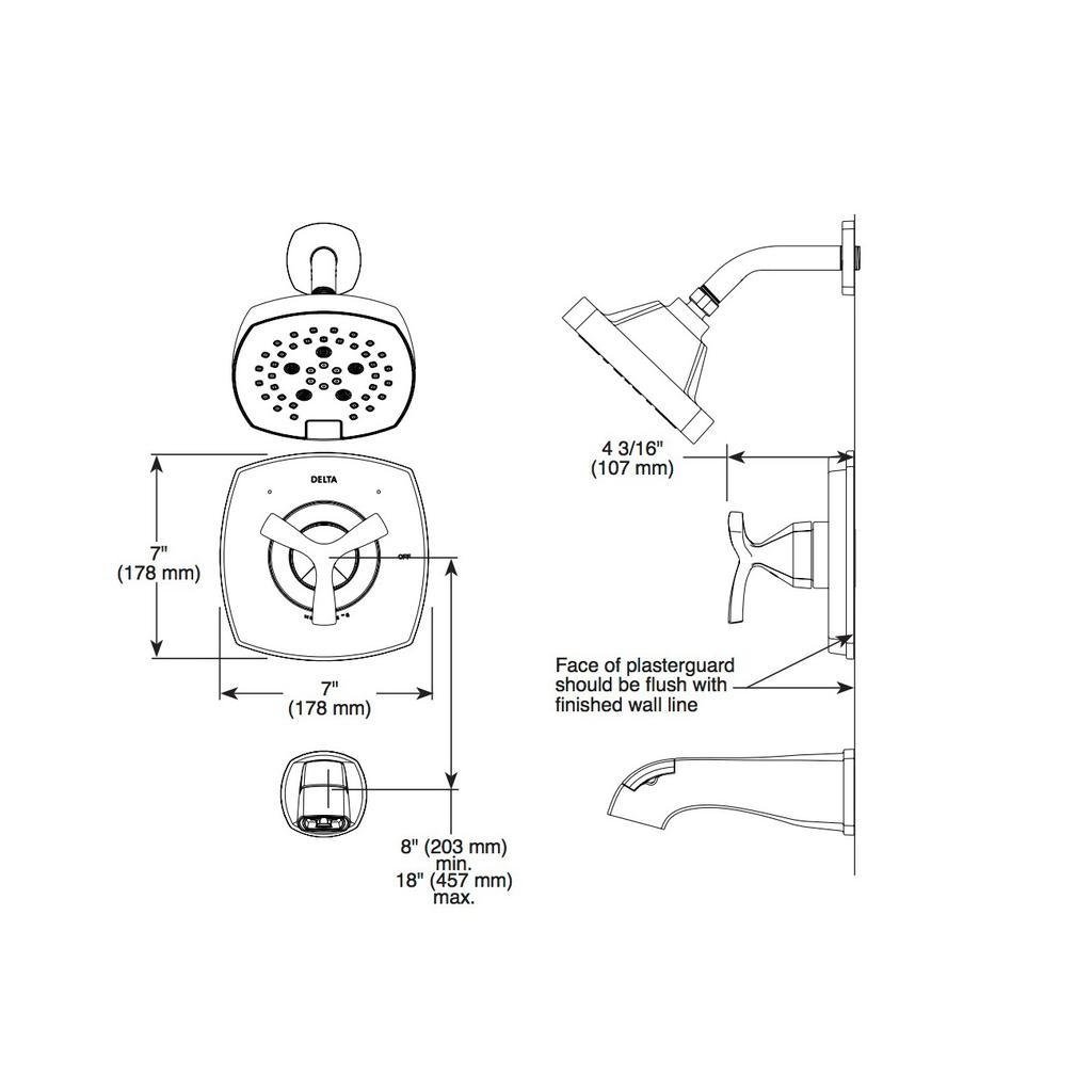 Delta Stryke T144766 14 Series Tub and Shower Chrome 2