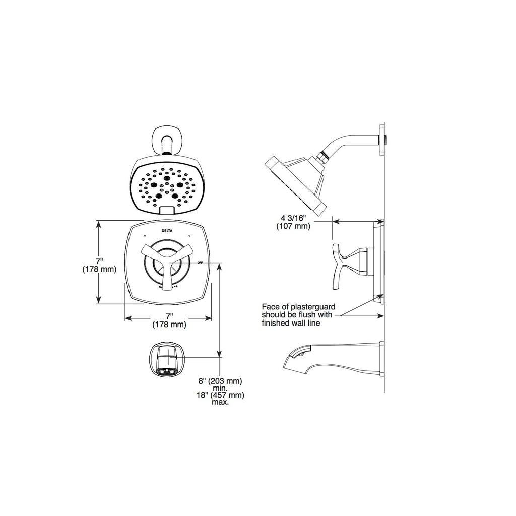 Delta T142766 Stryke 14 Series Shower Only Matte Black 2