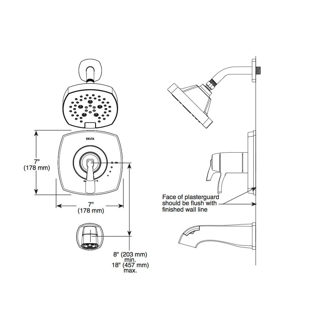 Delta T17T276 Stryke 17 Thermostatic Shower Only Chrome 2