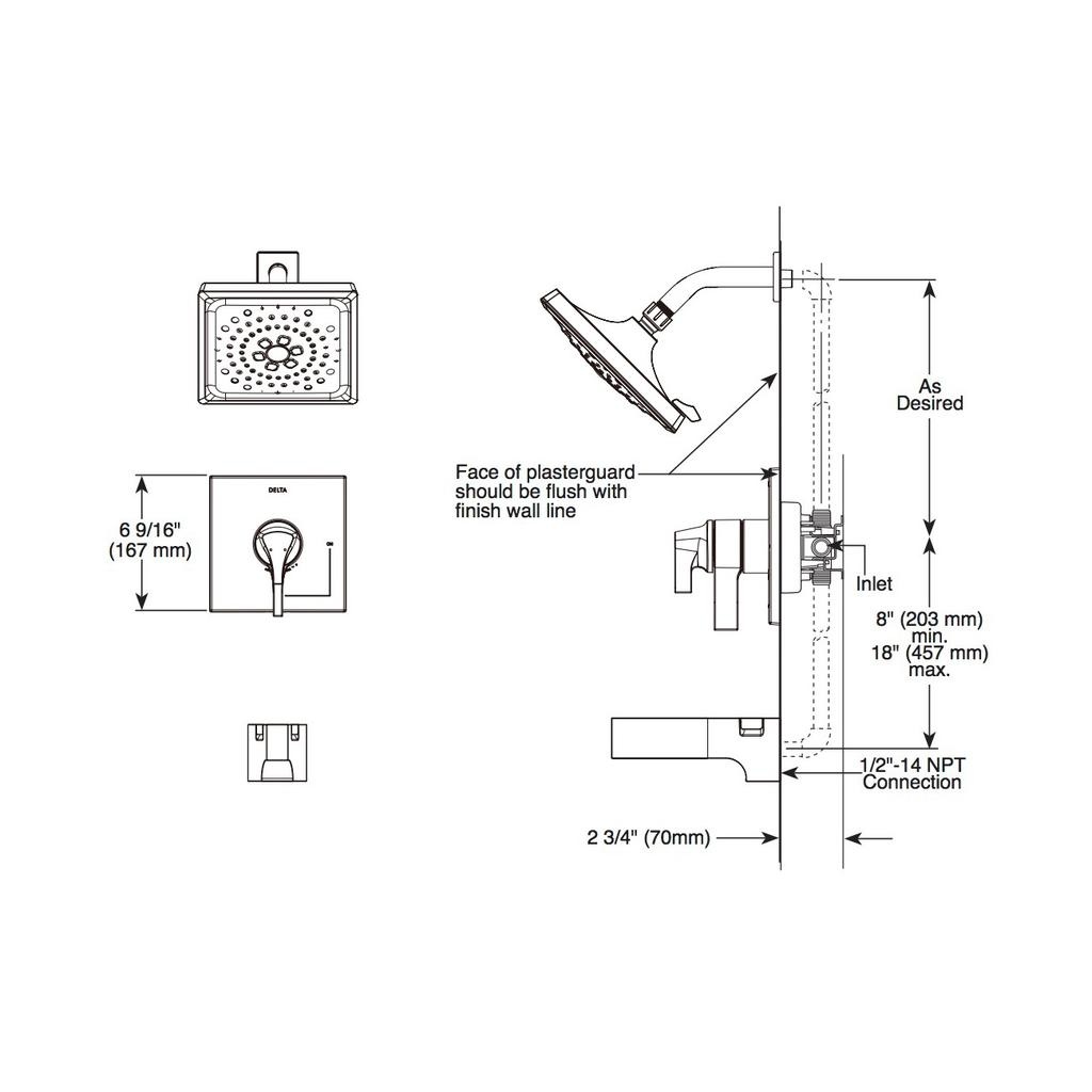 Delta T17T074 Zura Tempassure 17T Series Valveonly Trim Matte Black 2