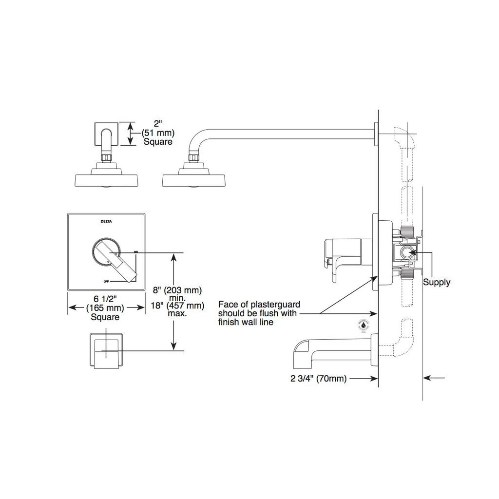 Delta T17T067 Ara TempAssure 17T Series Valve Only Trim Stainless 2