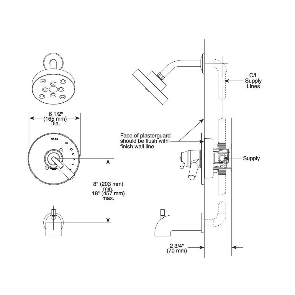 Delta T17459 Trinsic Monitor 17 Series H2Okinetic Tub And Shower Trim Venetian Bronze 2