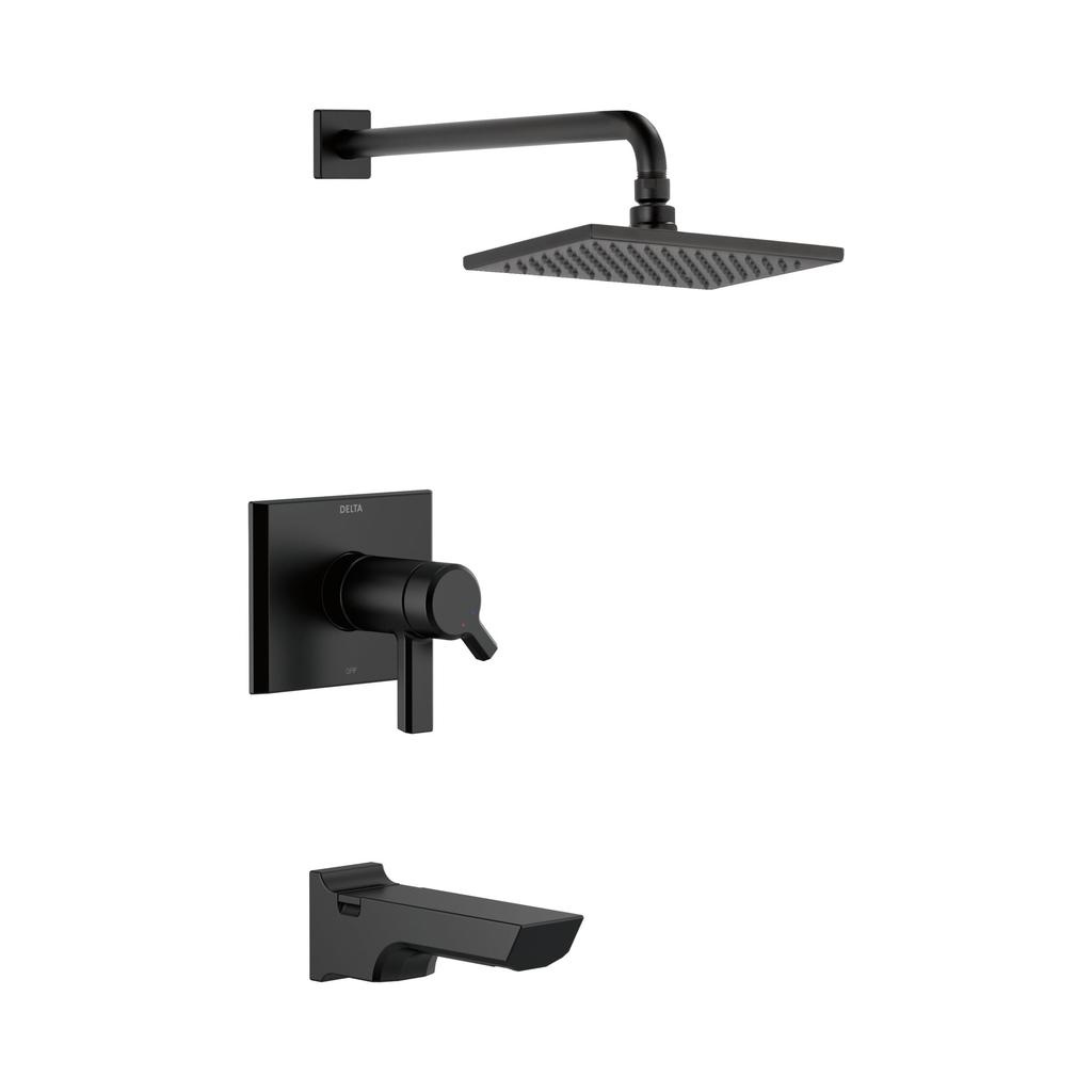 Delta T17T499 Pivotal TempAssure 17T Series H2Okinetic Tub Shower Trim Matte Black 1