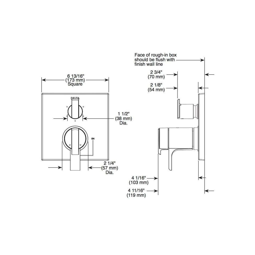 Delta T27T967 MonitorR Tempassure R 17T Series Valve With 3 Setting Diverter Stainless 2