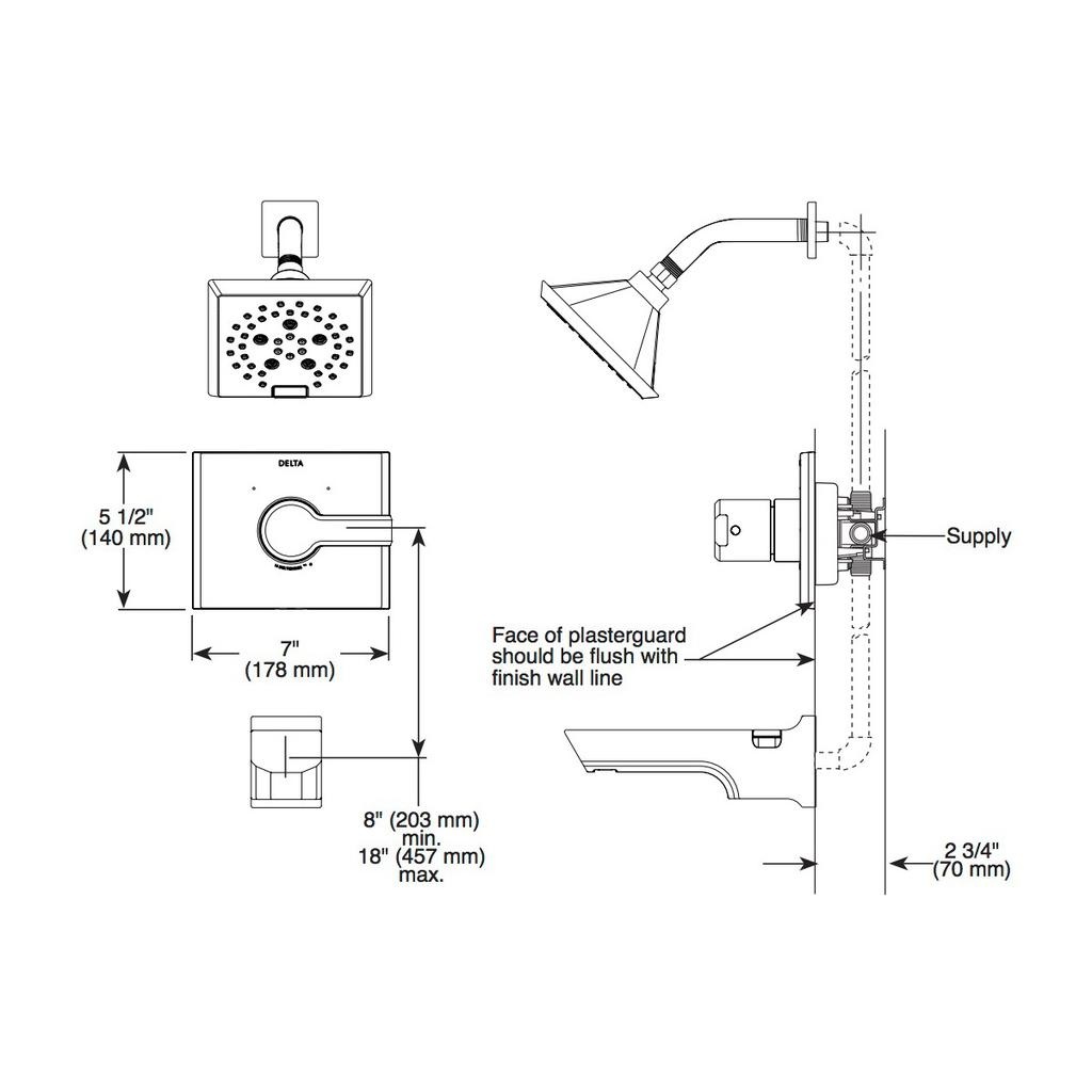 Delta T14299 Pivotal Monitor 14 Series H2Okinetic Shower Trim Matte Black 2