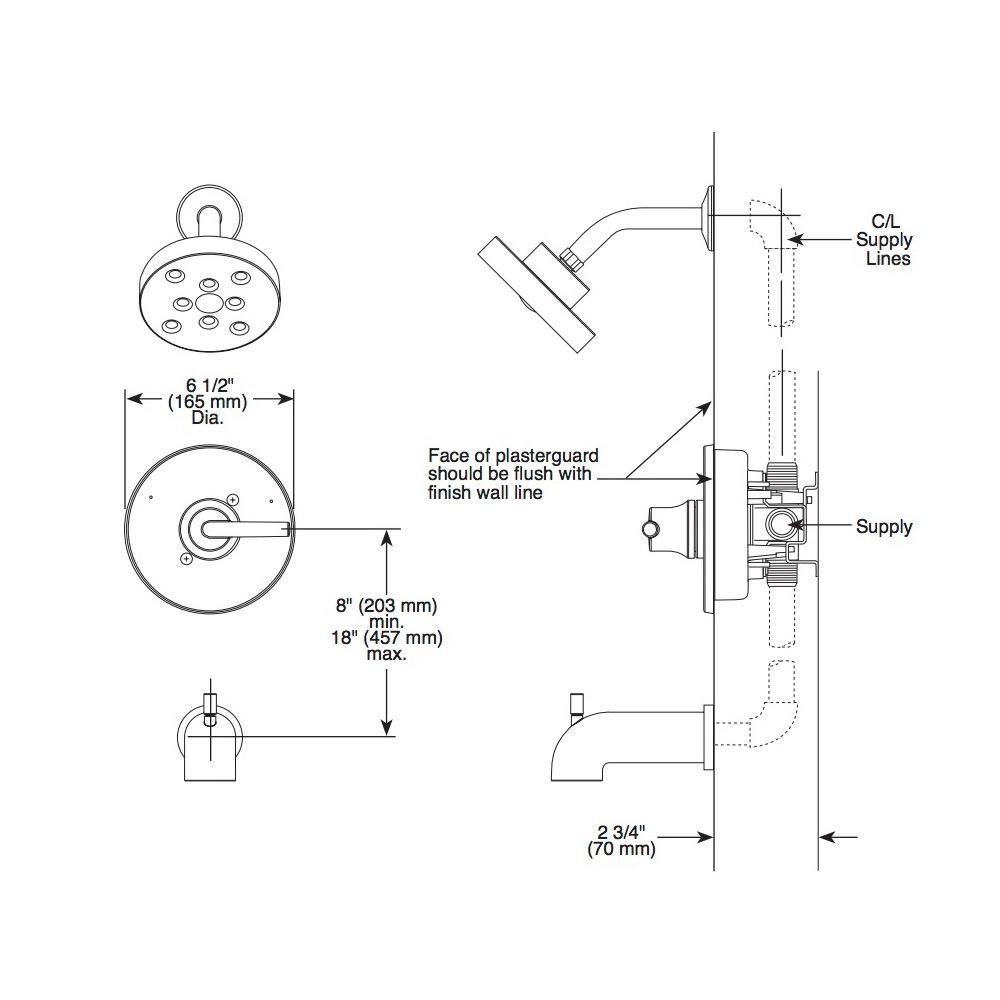 Delta T14259 Trinsic Monitor 14 Series H2Okinetic Shower Trim Less Head Matte Black 2