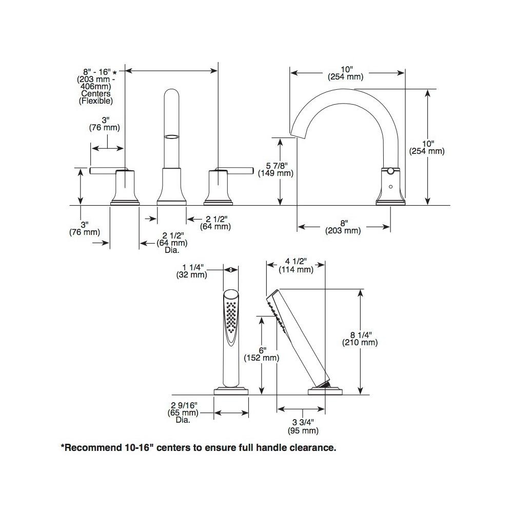 Delta T2759 Trinsic 3 Hole Roman Tub Trim Matte Black 2