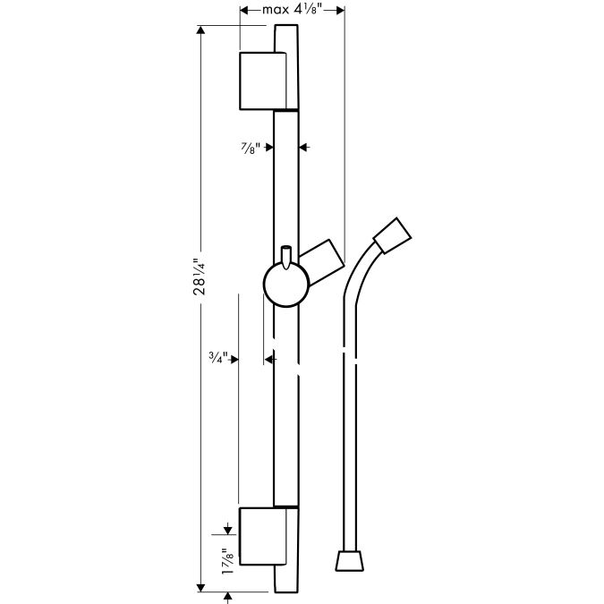 Hansgrohe 28632000 Unica S Wallbar 24&quot; Chrome 3