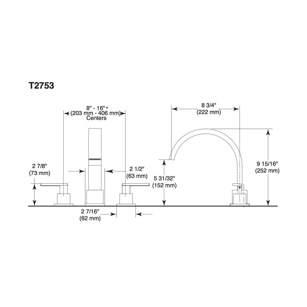 Delta T2753 Vero 3 Hole Roman Tub Trim Venetian Bronze 2