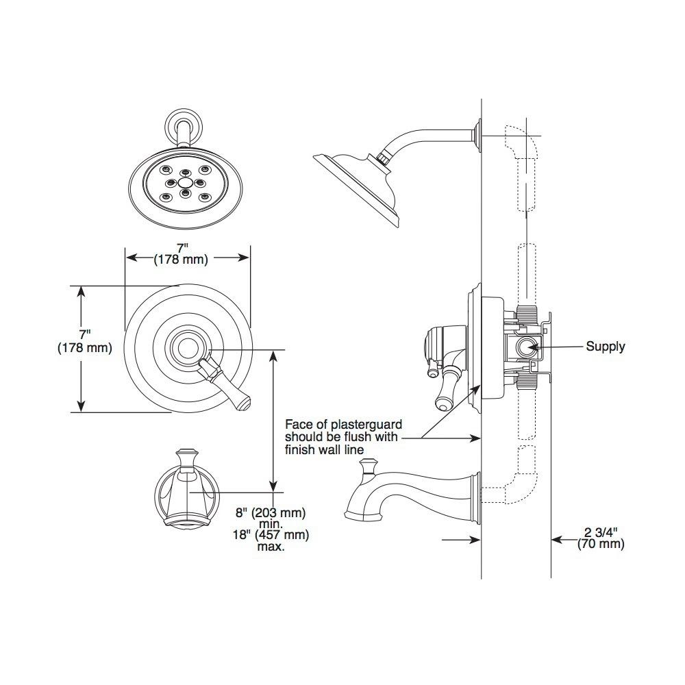 Delta T17097 Cassidy Monitor 17 Series Valve Only Trim Polished Nickel 2