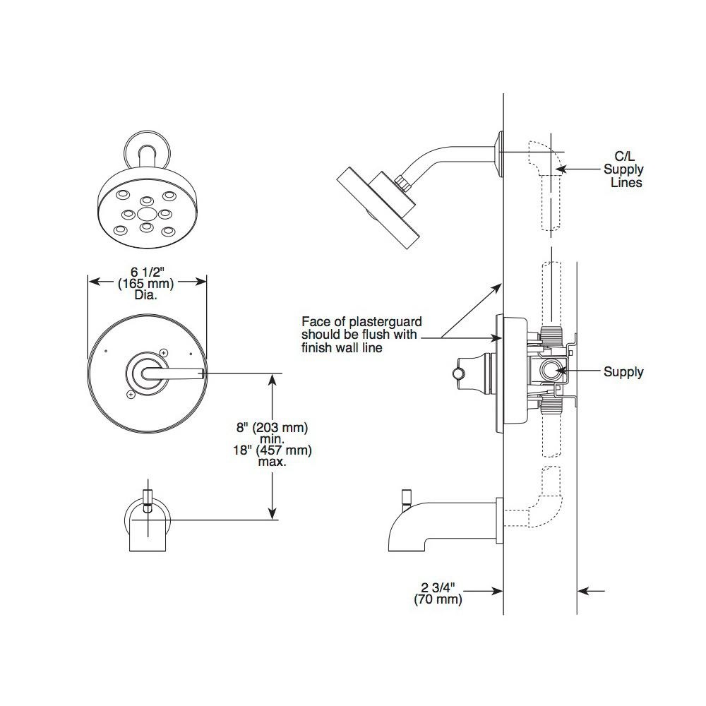 Delta T14459 Trinsic Monitor 14 Series H2Okinetic Tub And Shower Trim Stainless 2