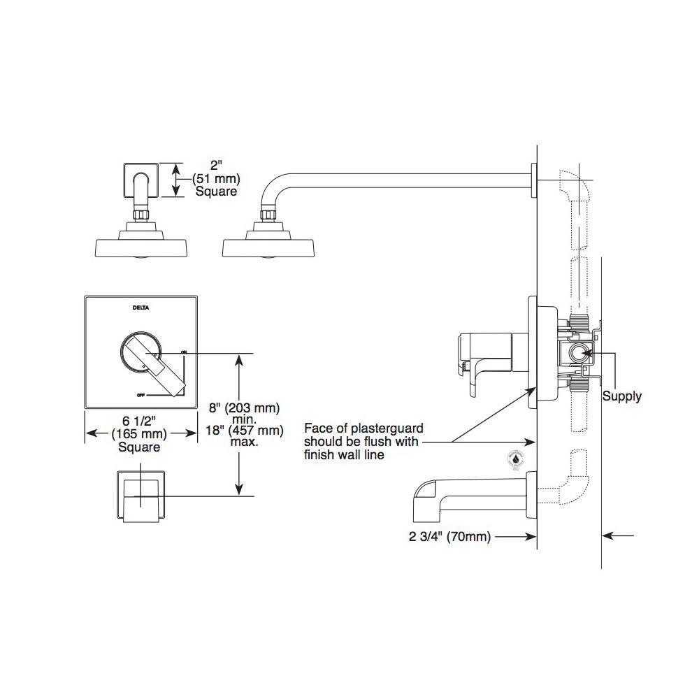 Delta T17T467 Ara TempAssure 17T Series H2Okinetic Tub And Shower Trim Chrome 2