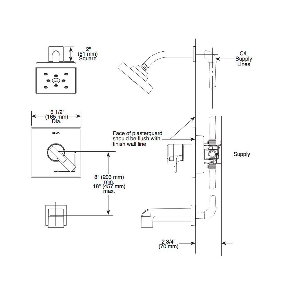 Delta T17067 Ara Monitor 17 Series Valve Only Trim Matte Black 2