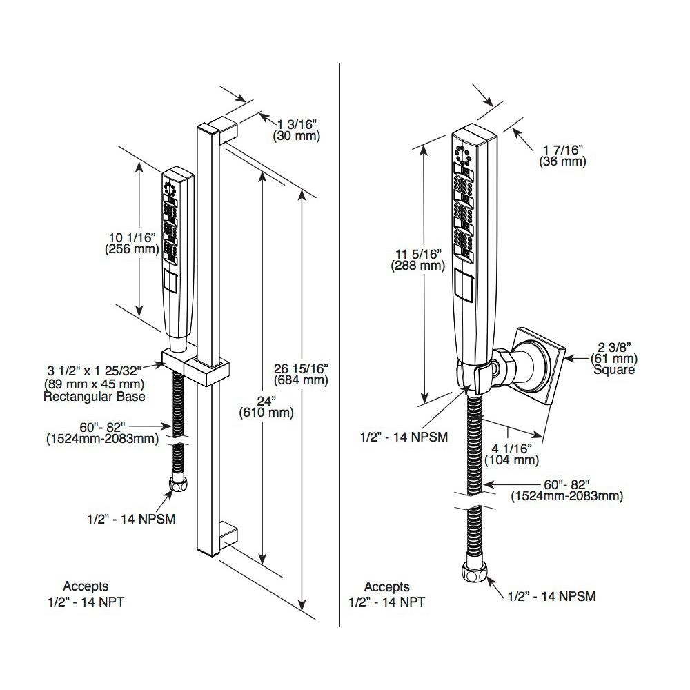 Delta 55140 Zura H2Okinetic 5 Setting Wall Mount Hand Shower Stainless 2