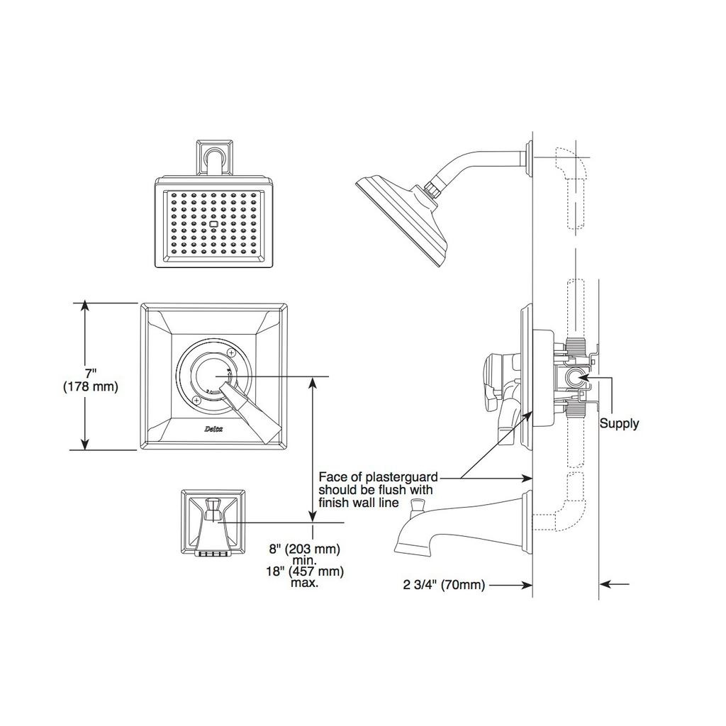 Delta T17051 Dryden Monitor 17 Series Valve Only Trim Polished Nickel 2