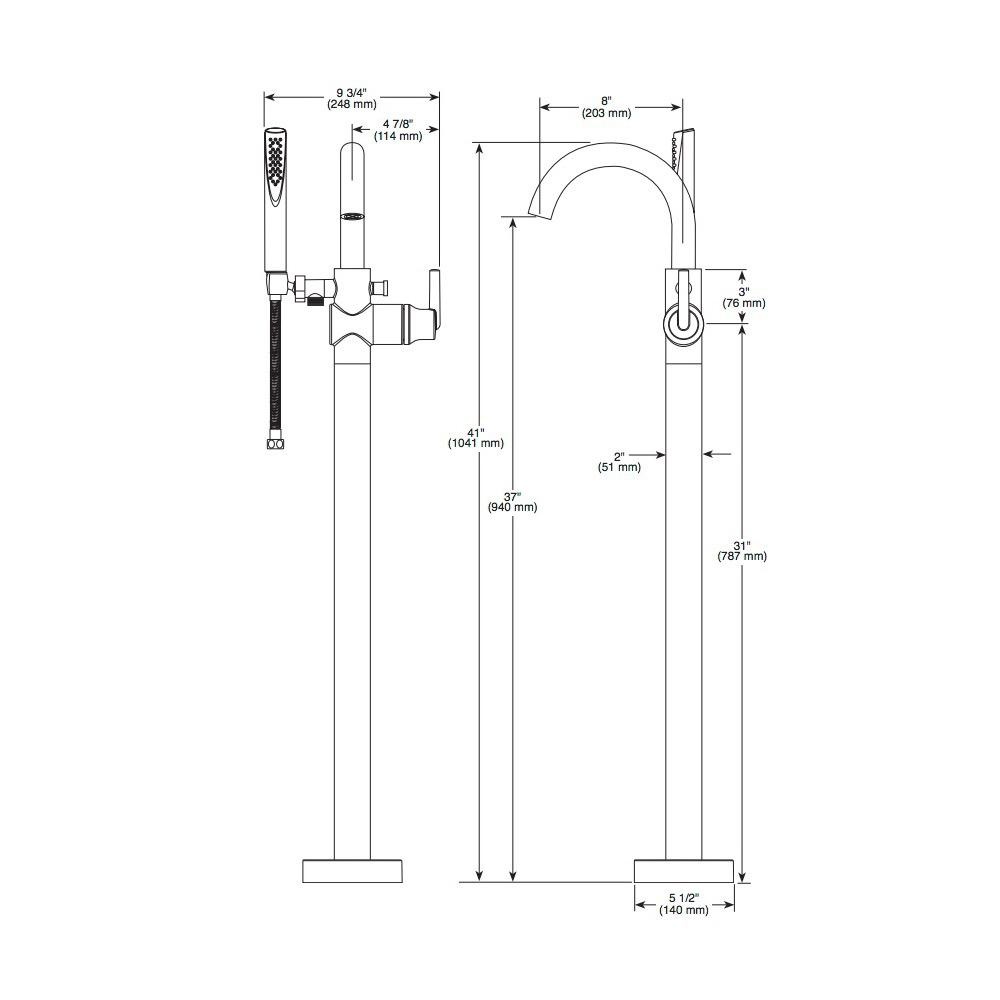 Delta T4759-LF Trinsic Contemporary Floor Mount Tub Filler Trim Stainless 2