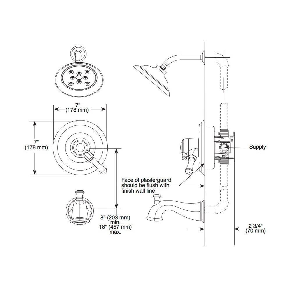 Delta T17497 Cassidy Monitor 17 Series H2Okinetic Tub And Shower Trim Stainless 2