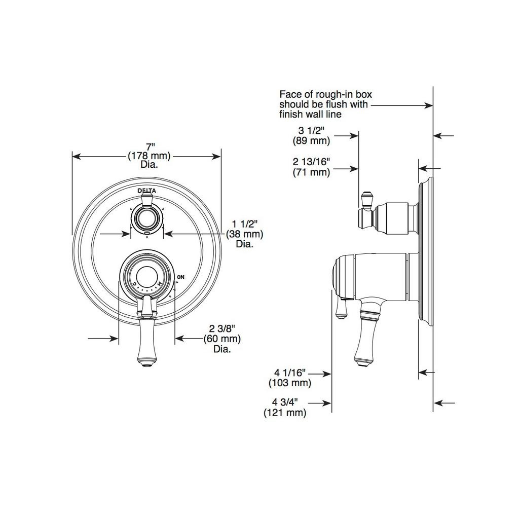 Delta T27T897 MonitorR Tempassure R 17T Series Valve With 3 Setting Diverter Chrome 2