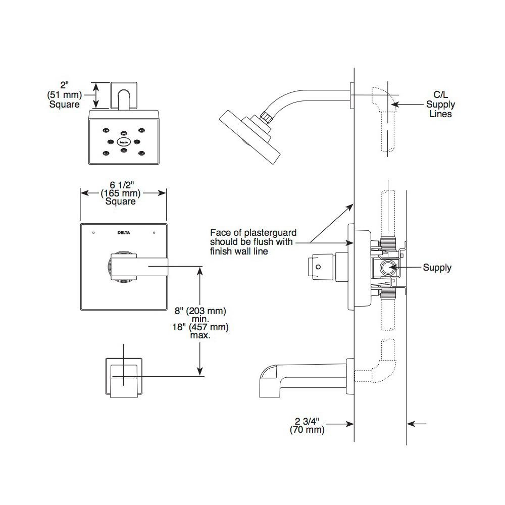 Delta T14467 Ara 14 Series Mc Tub Shower Trim Stainless 2