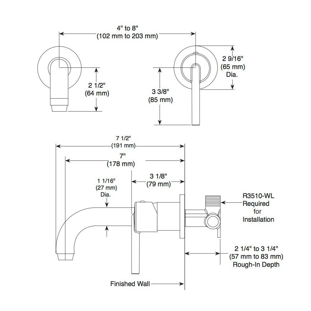 Delta T3559LF Trinsic Single Handle Wall Mount Bathroom Faucet Trim Stainless 2