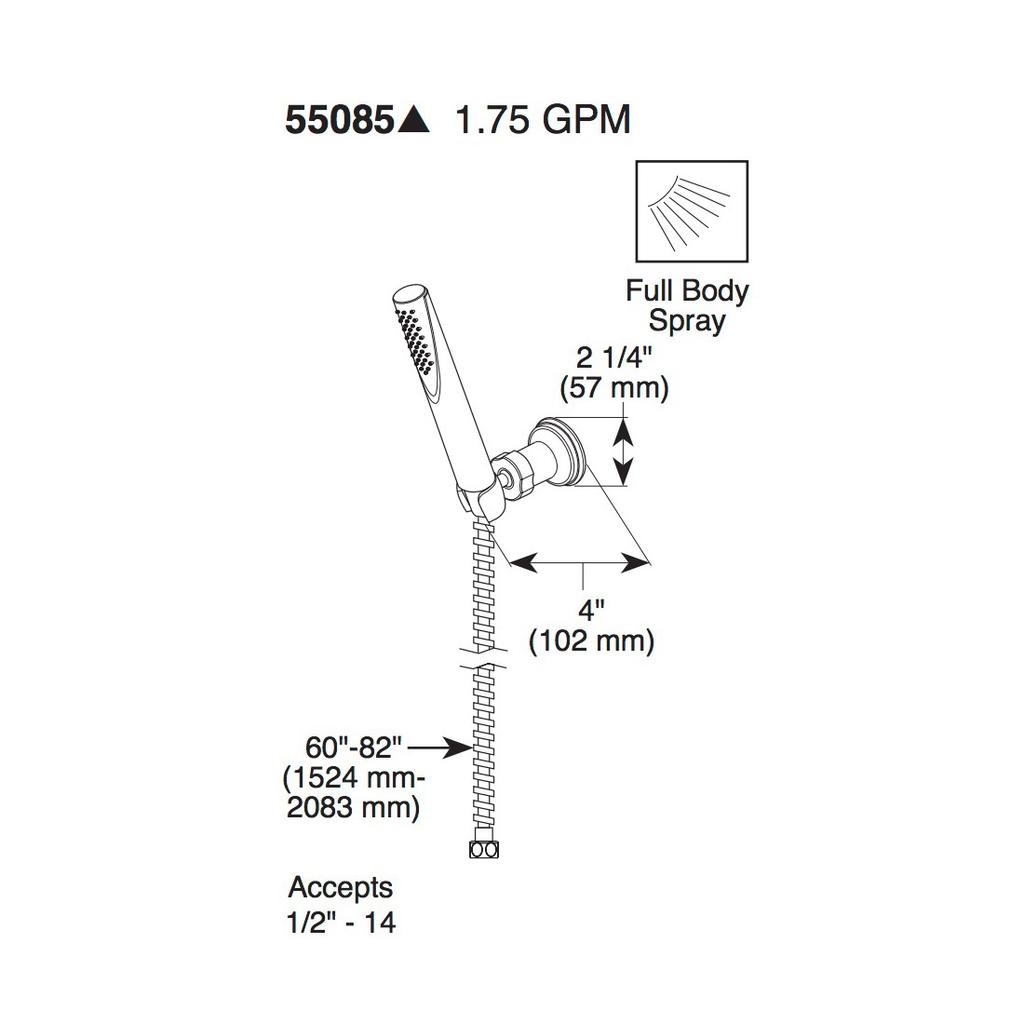 Delta 55085 Premium Single Setting Adjustable Wall Mount Hand Shower Stainless 2