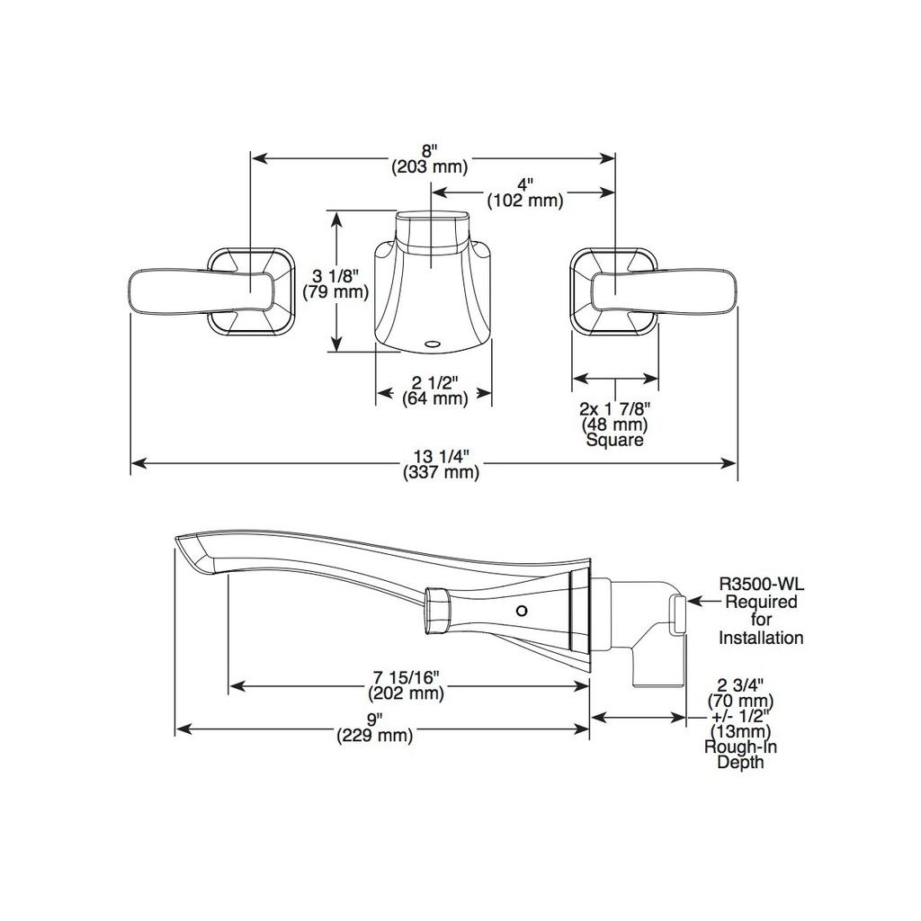 Delta T3552LF Tesla Two Handle Wall Mount Bathroom Faucet Trim Stainless 2