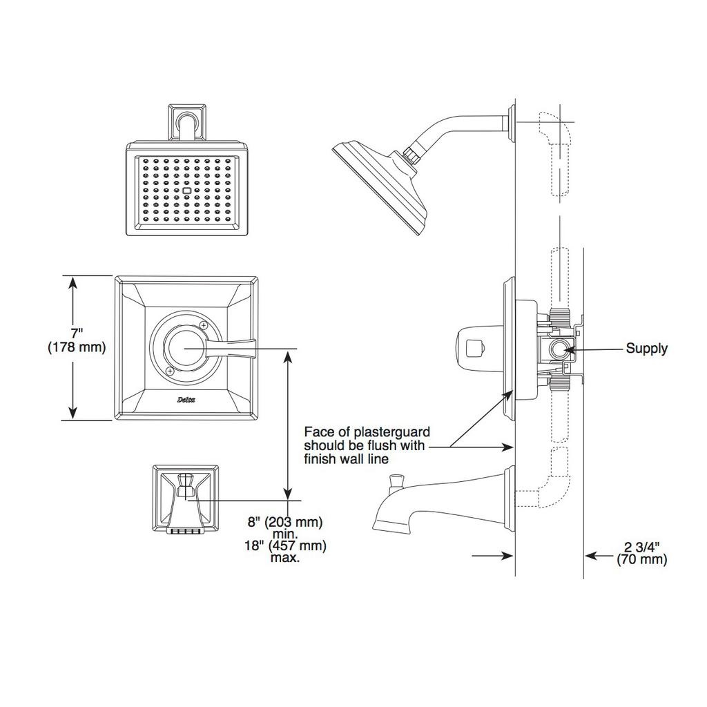 Delta T14451 Dryden Monitor 14 Series Tub And Shower Trim Chrome 2