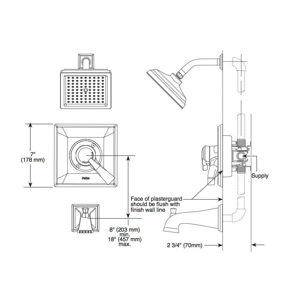 Delta T17251 Dryden MonitorR 17 Series Shower Trim Polished Nickel 2