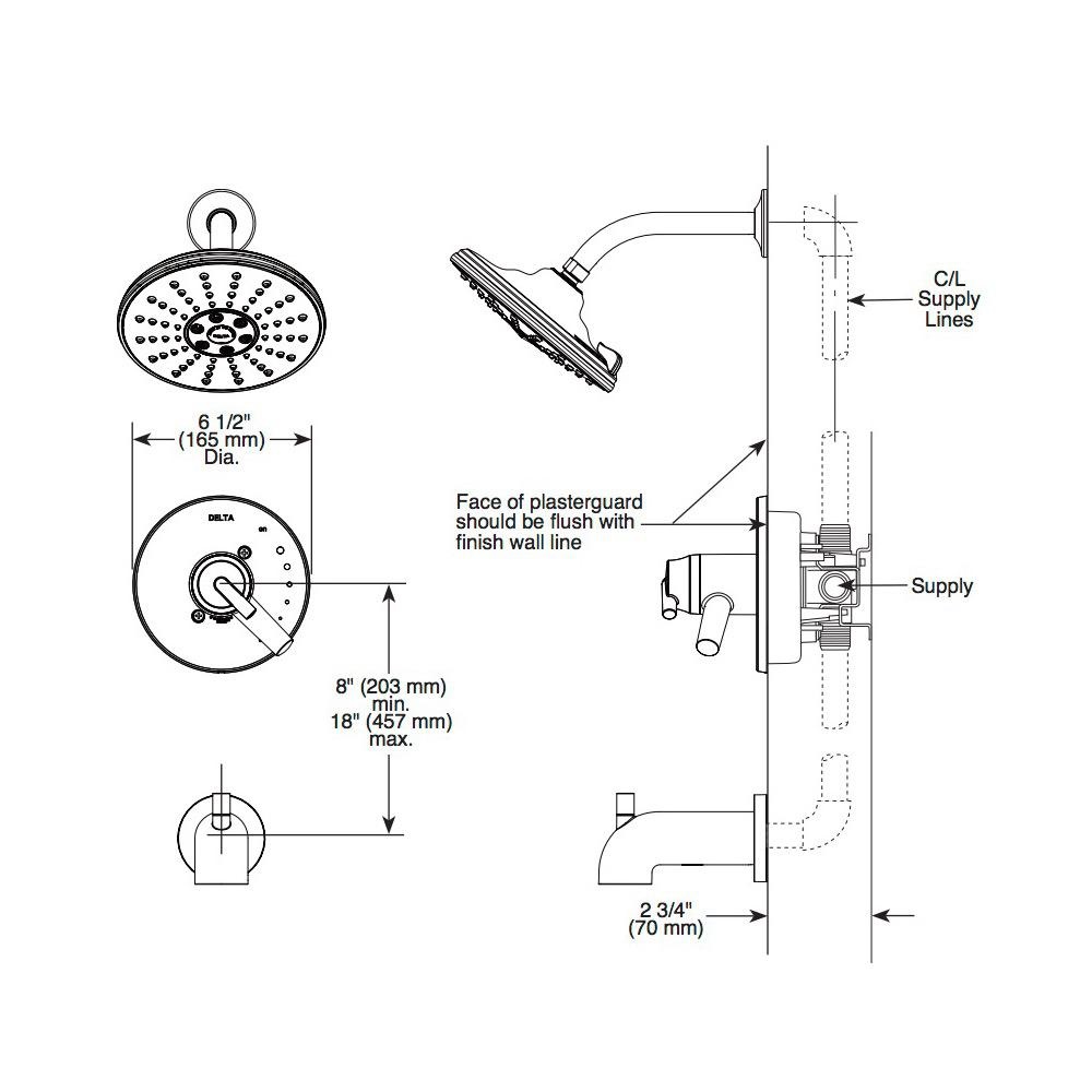 Delta T17T459 Trinsic TempAssure 17T Series H2Okinetic Tub Shower Trim Stainless 2