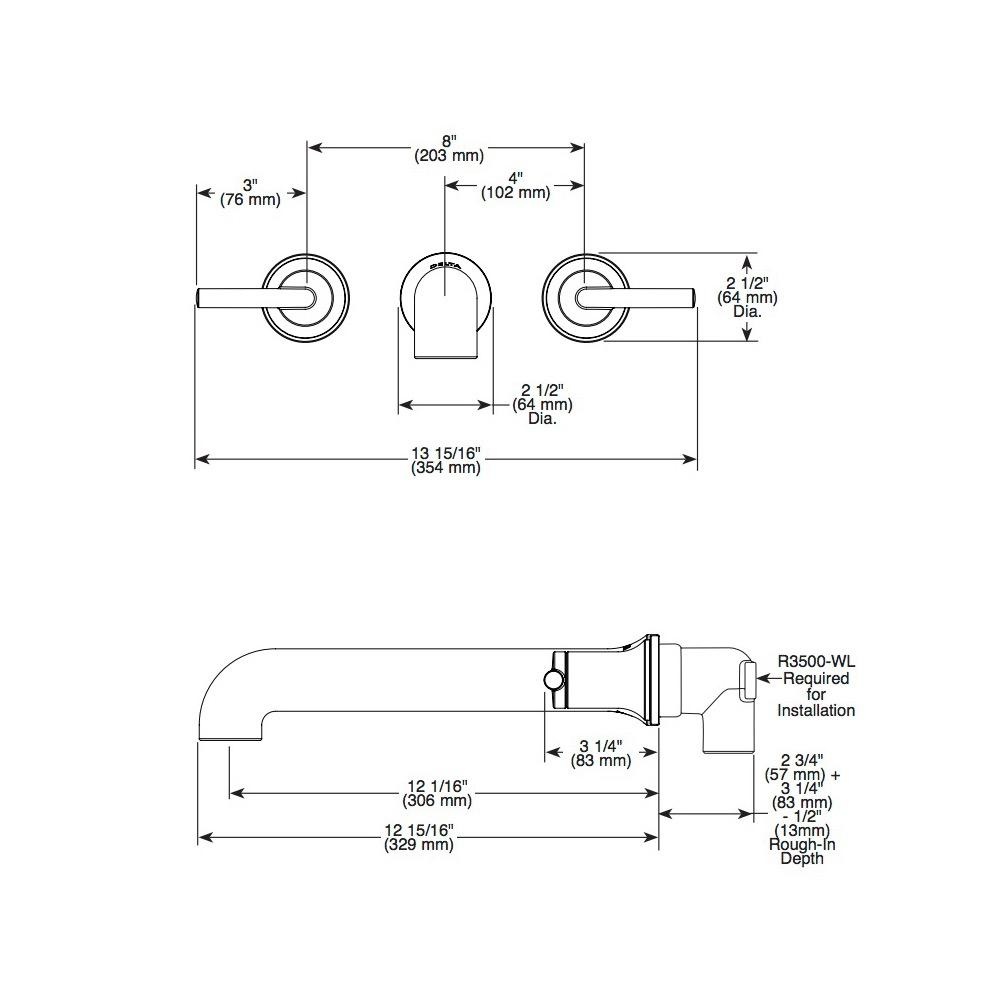 Delta T5759 Wall Mounted Tub Filler Polished Nickel 2