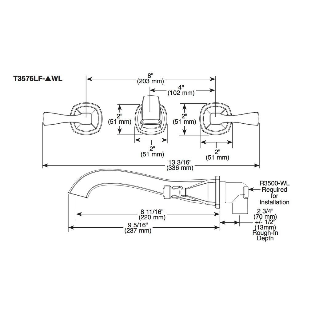 Delta T3576LF Stryke Wall Mounted Lavatory Trim Stainless 2