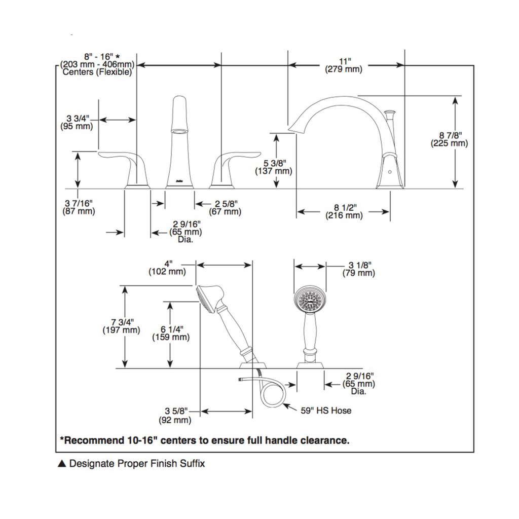 Delta T4738 Lahara Roman Tub With Handshower Trim Chrome 2