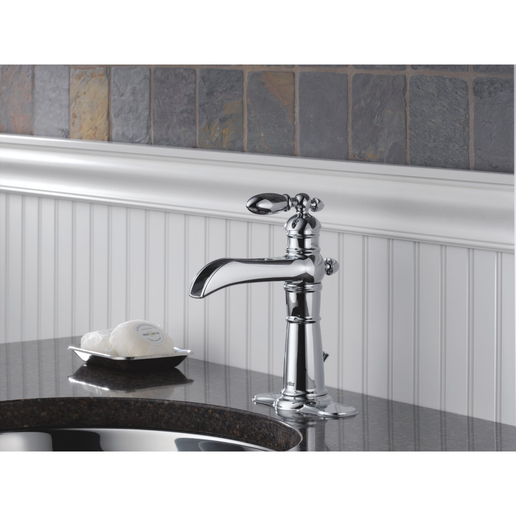 Delta 554LF Victorian Single Handle Channel Lavatory Faucet Brilliance Stainless 3