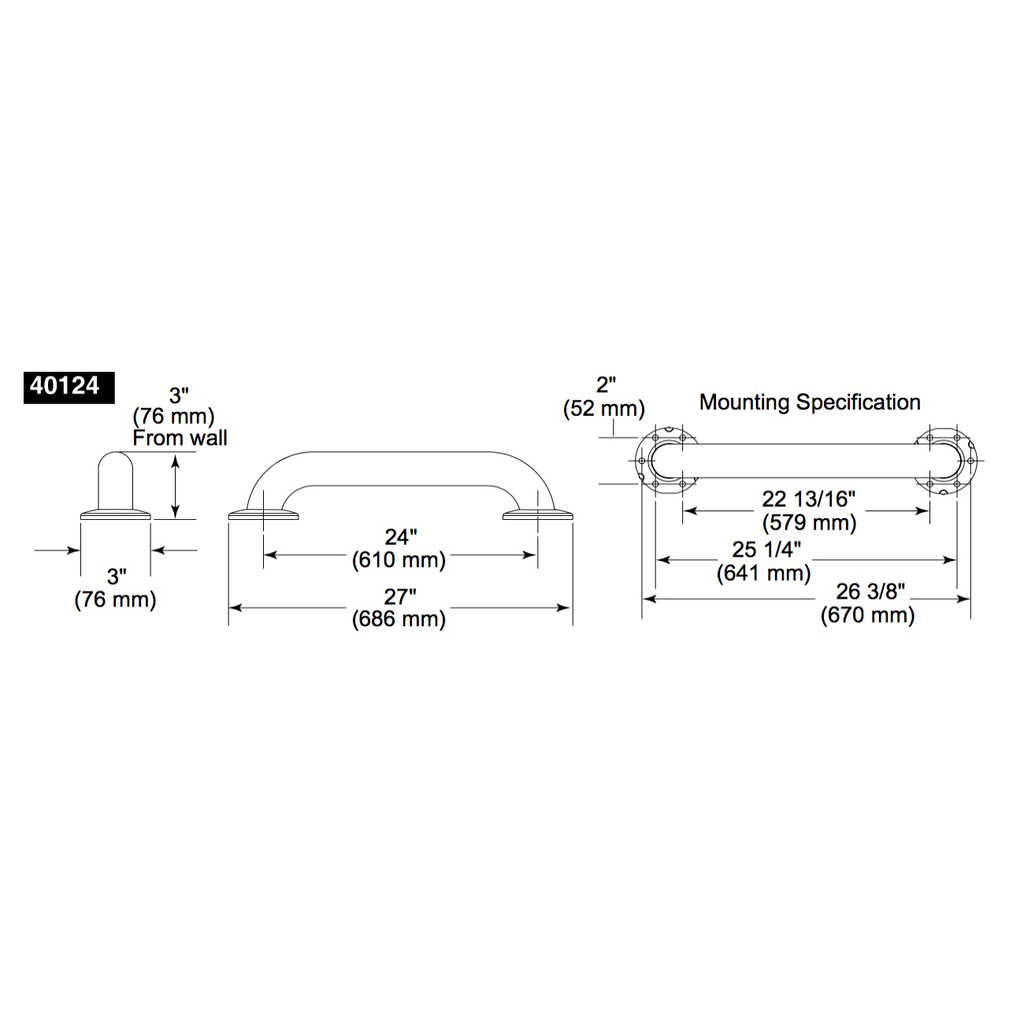 Delta 40124 24 ADA Grab Bar Concealed Mounting Bright Stainless 2