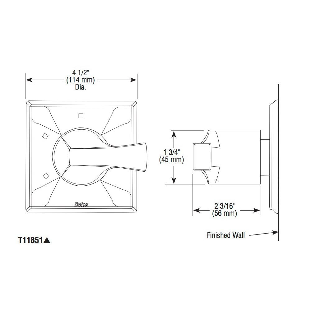 Delta T11851 Dryden 3 Setting 2 Port Diverter Trim Stainless 2