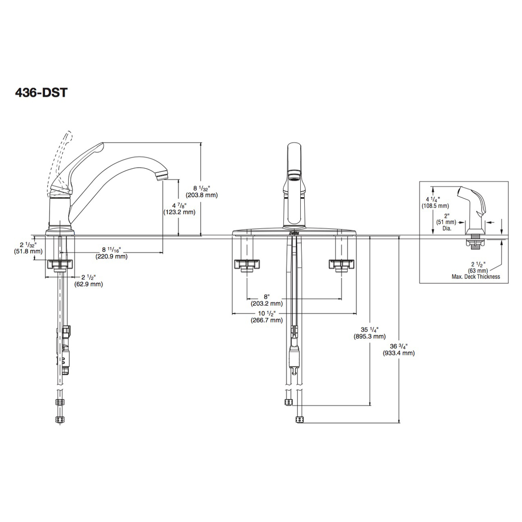 Delta 436 Single Handle Kitchen Faucet With Spray Chrome 2