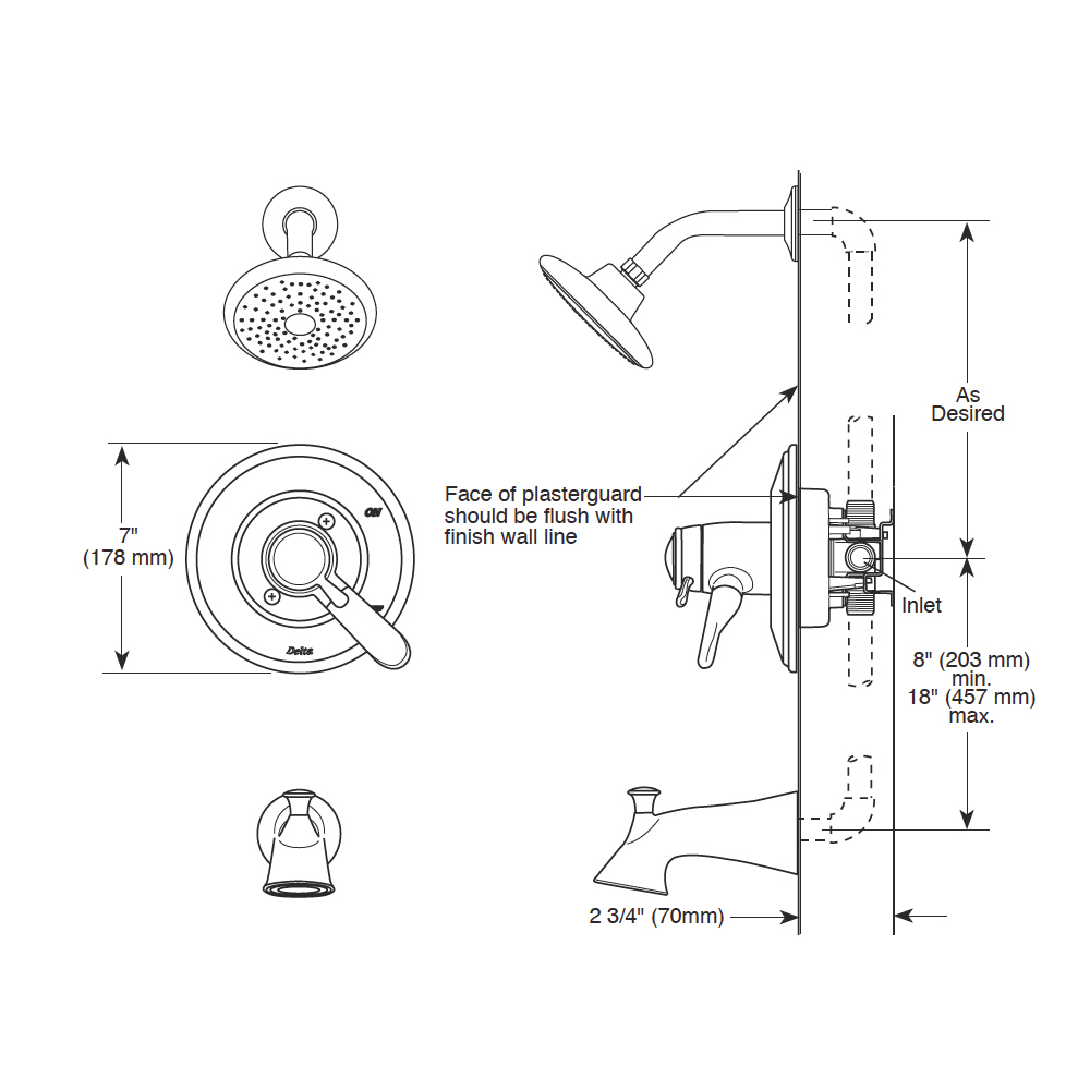 Delta T17T438 TempAssure Lahara Tub &amp; Shower Trim 2