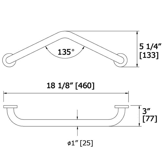 Laloo 1013PN Angled Grab Bar Polished Nickel 3